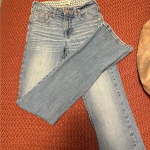 Ariat Blue Straight Leg Jeans with Vintage-Inspired Fading